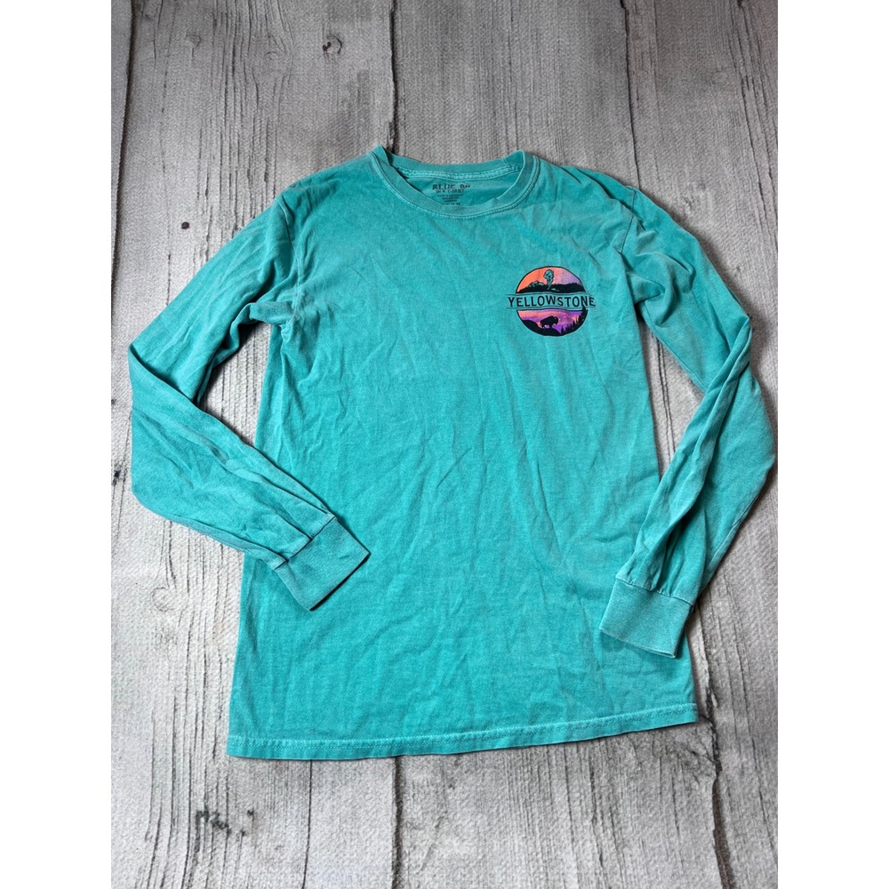 Blue 84 Yellowstone National Park Long Sleeve T-Shirt Small Teal Gorpcore Tee